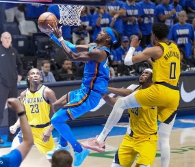 SGA轰34+8哈利伯顿17分 雷霆轻取步行者总分1-1